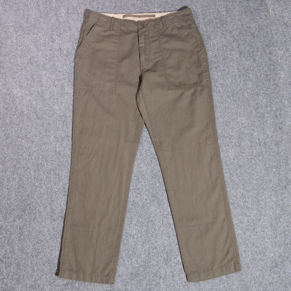 NWT J.Crew Field Utility Pants Men's 34x32 Brown Cotton Linen Relaxed Military